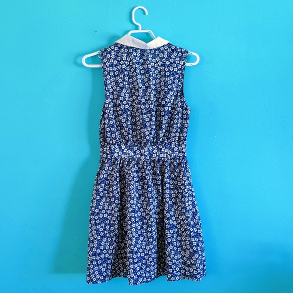 Forever 21 Blue Floral Dress Peter Pan Collar S - Picture 2 of 4
